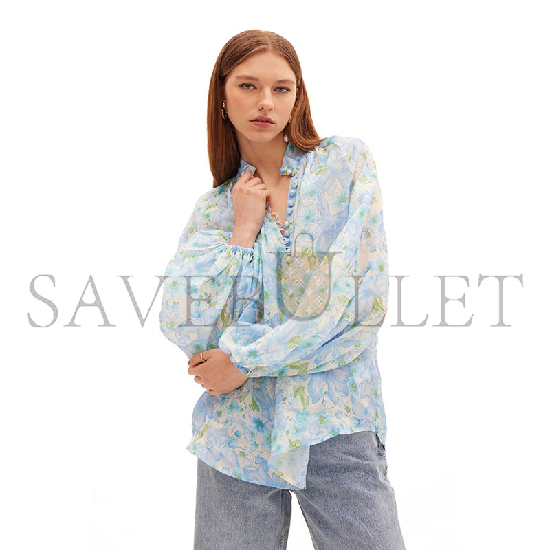 ZIMMERMANN LONG SLEEVES TOP BLUE 
